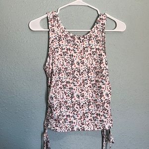 Floral Tank Top Scrunched Sides